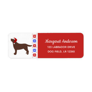 Chocolate Labrador Silhouette Santa Christmas Red Label
