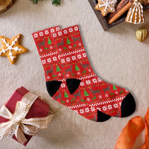 Chocolate Labrador Silhouette Santa Pattern Socks