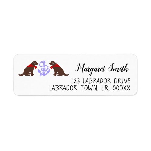 Chocolate Labrador Sitting Nautical Return Address Label