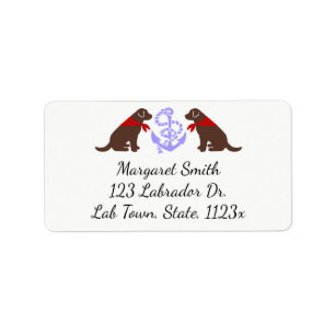 Chocolate Labrador Sitting Outline Nautical Label