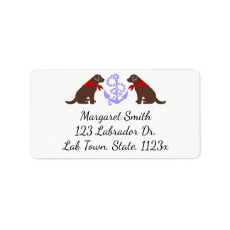 Chocolate Labrador Sitting Outline Nautical Label