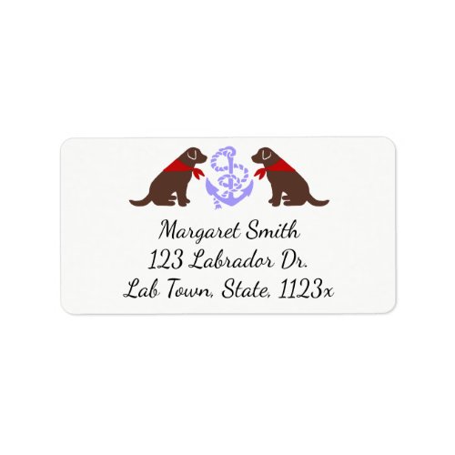 Chocolate Labrador Sitting Outline Nautical Label