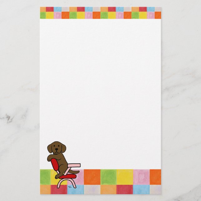 Chocolate Labrador Student 3 Mosaic Stationery (Front)