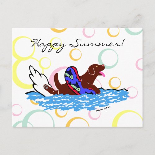 Chocolate Labrador Swimming Postcard