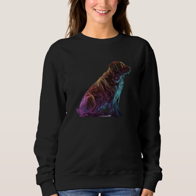 Chocolate Labrador Synthwave 80s Retrowave Aesthet Sweatshirt (Front)