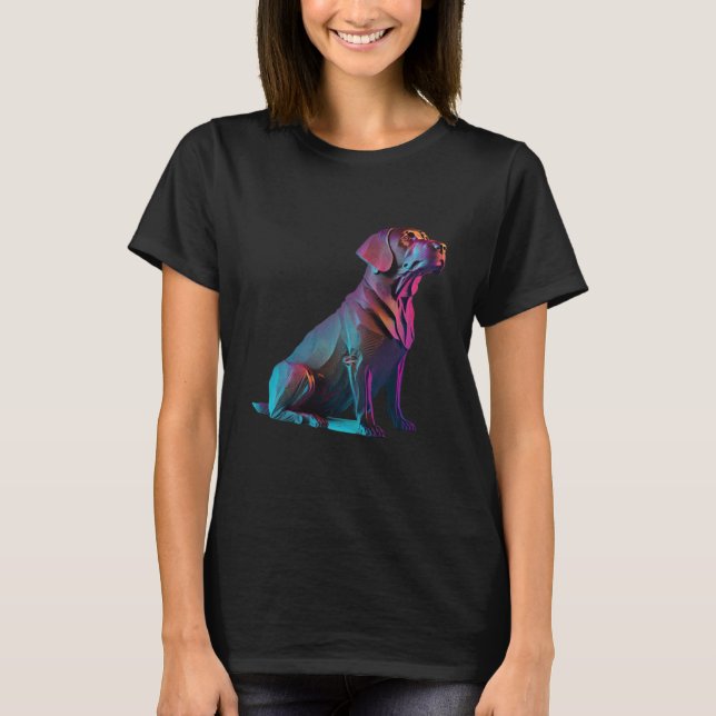 Chocolate Labrador Synthwave 80s Retrowave Aesthet T-Shirt (Front)