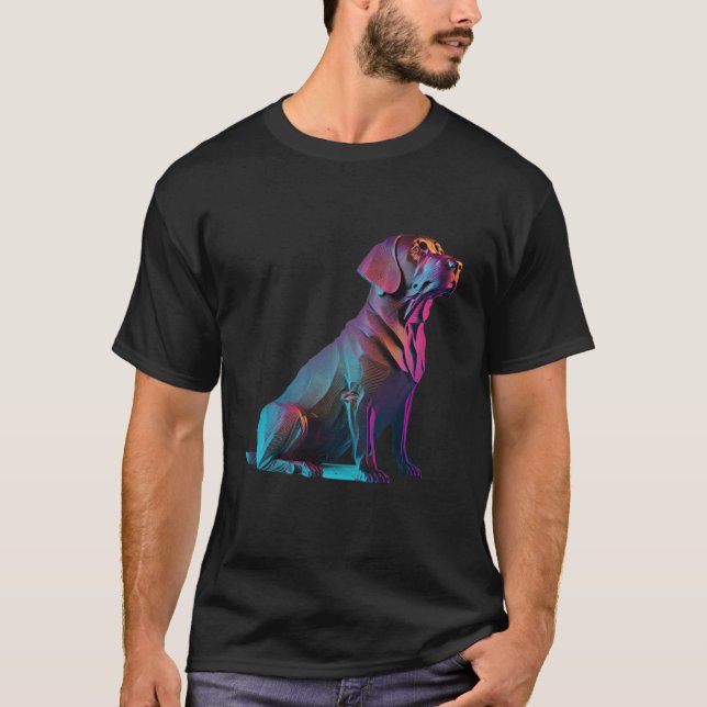 Chocolate Labrador Synthwave 80s Retrowave Aesthet T-Shirt (Front)