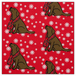 Chocolate Labrador Tartan Scarf Fabric