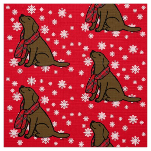 Chocolate Labrador Tartan Scarf Fabric