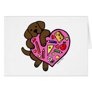 Chocolate Labrador & Teacher's Heart Cartoon