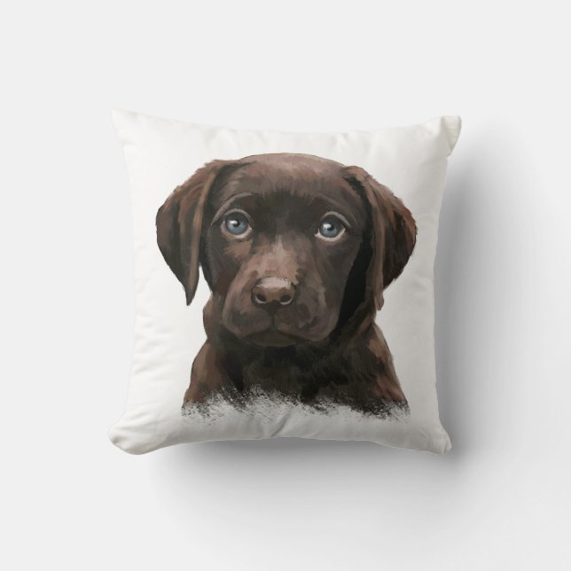 Chocolate Labrador Throw Pillow (Front)