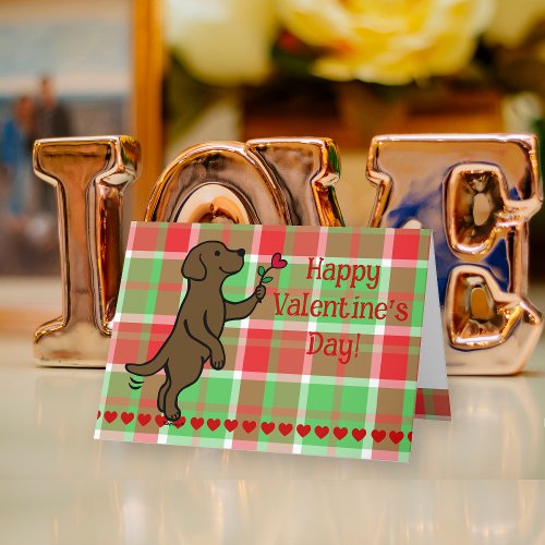 Chocolate Labrador Tiny Heart Flower Valentine Holiday Card