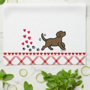 Chocolate Labrador Trotting Kitchen Towel