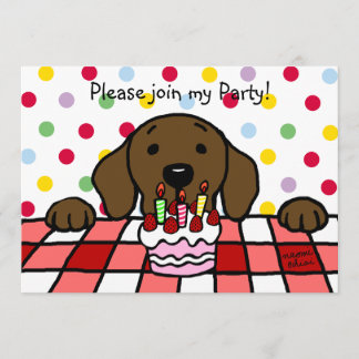 Chocolate Labrador watching you Birthday Invitation