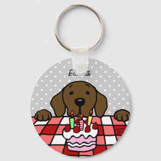 Chocolate Labrador watching you Birthday Keychain