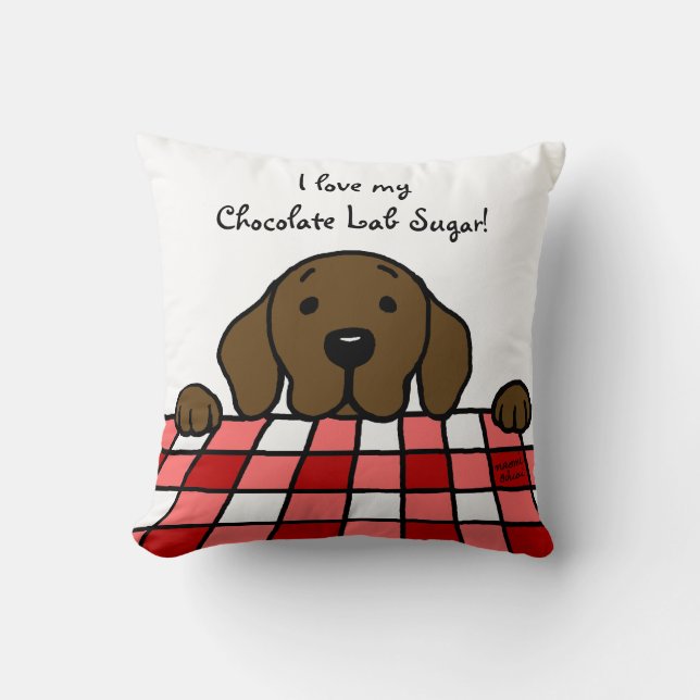 Chocolate Labrador watching you Kitchen Throw Pillow (Front)