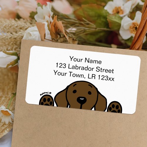 Chocolate Labrador watching you Label