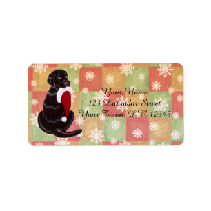 Chocolate Labrador with Santa Hat Snowflake Label