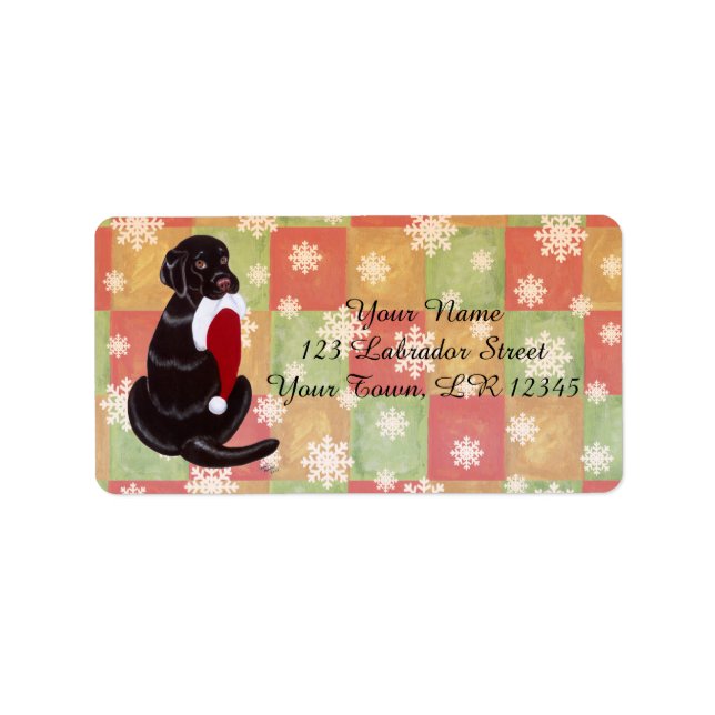 Chocolate Labrador with Santa Hat Snowflake Label (Front)