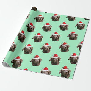 Chocolate Labrador with Santa Hat Wrapping Paper