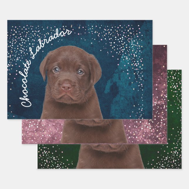Chocolate Labrador Wrapping Paper Sheets (Set)