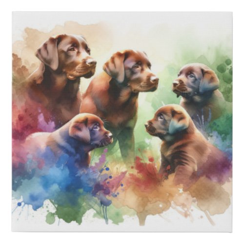 Chocolate Labradors in Harmony AREF2203 _ Watercol Faux Canvas Print