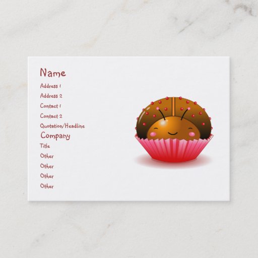 Customizable Chocolate Ladybug Cupcake Business Card