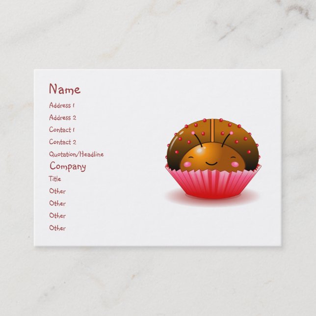 Chocolate Ladybug Cupcake Business Card (Front)
