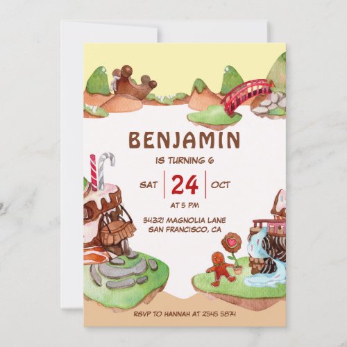 Chocolate Land Birthday Invitation