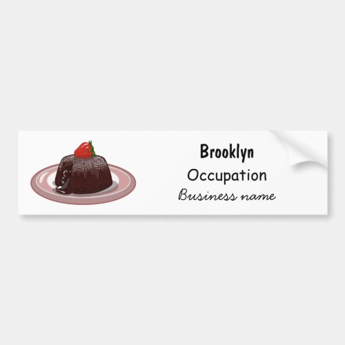 Chocolate lava cake cartoon illustration bumper sticker