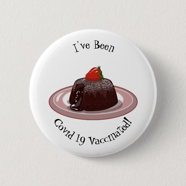 Chocolate lava cake cartoon illustration button (Front)