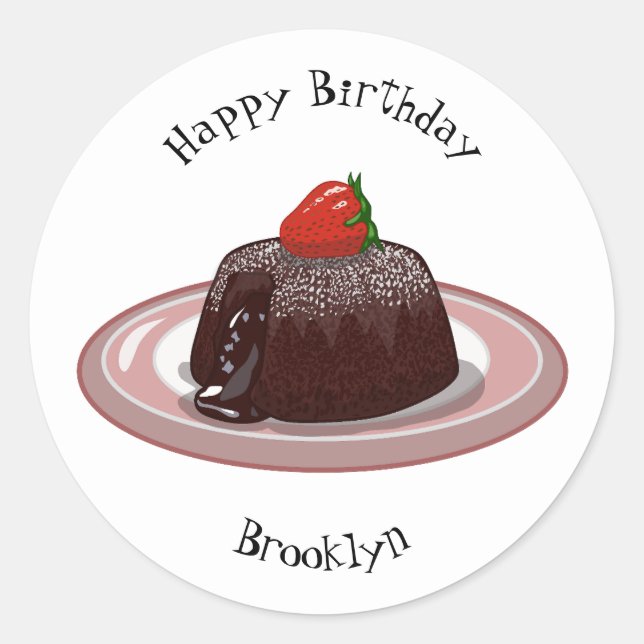 Chocolate lava cake cartoon illustration  classic round sticker (Front)