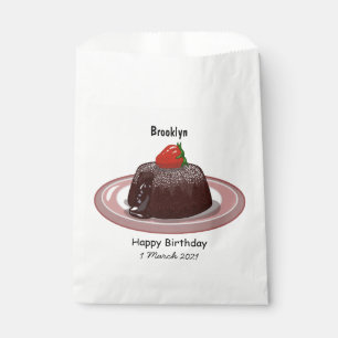 Chocolate lava cake cartoon illustration favor bag