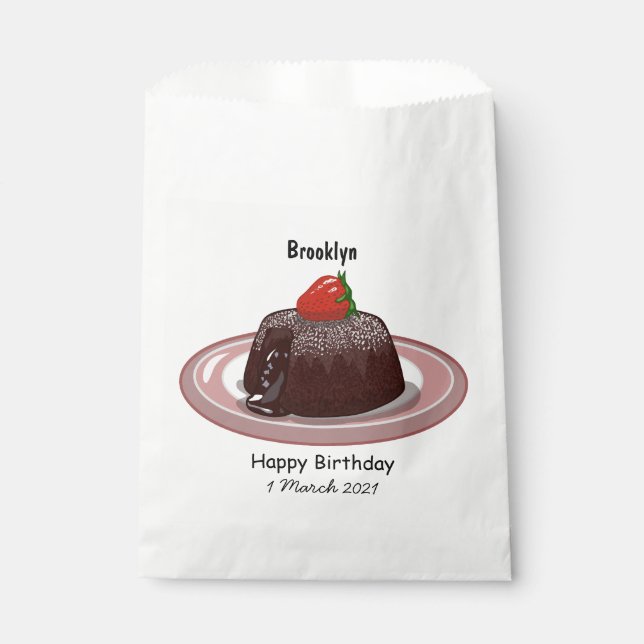 Chocolate lava cake cartoon illustration  favor bag (Front)