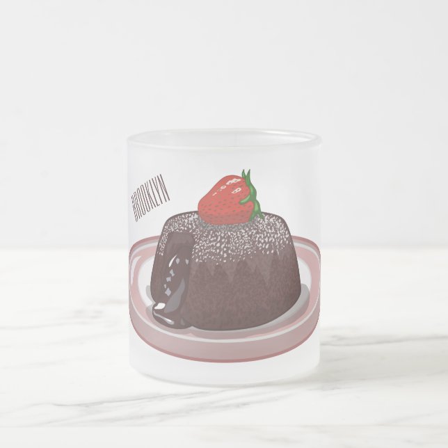 Chocolate lava cake cartoon illustration frosted glass coffee mug (Center)