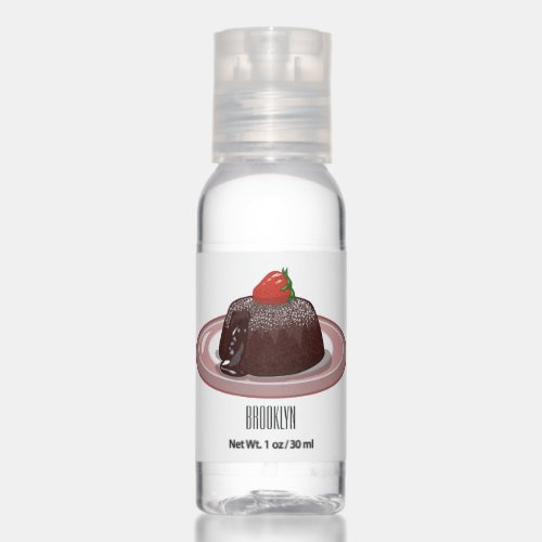 Chocolate lava cake cartoon illustration hand sanitizer