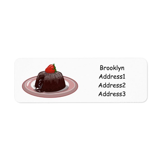 Chocolate lava cake cartoon illustration label (Front)