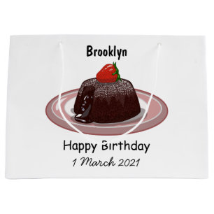 Chocolate lava cake cartoon illustration large gift bag