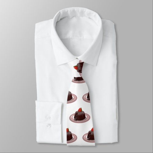 Chocolate lava cake cartoon illustration  neck tie