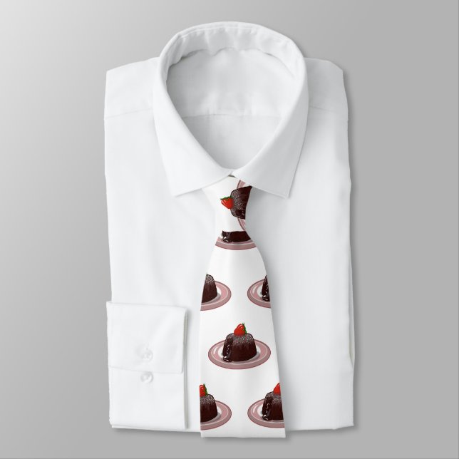 Chocolate lava cake cartoon illustration  neck tie (Tied)