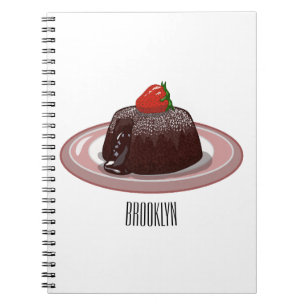 Chocolate lava cake cartoon illustration notebook