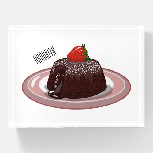 Chocolate lava cake cartoon illustration   paperweight