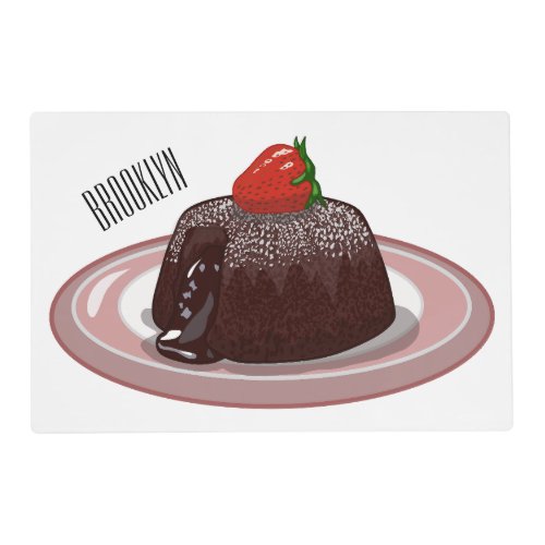 Chocolate lava cake cartoon illustration placemat