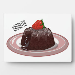 Chocolate lava cake cartoon illustration  plaque