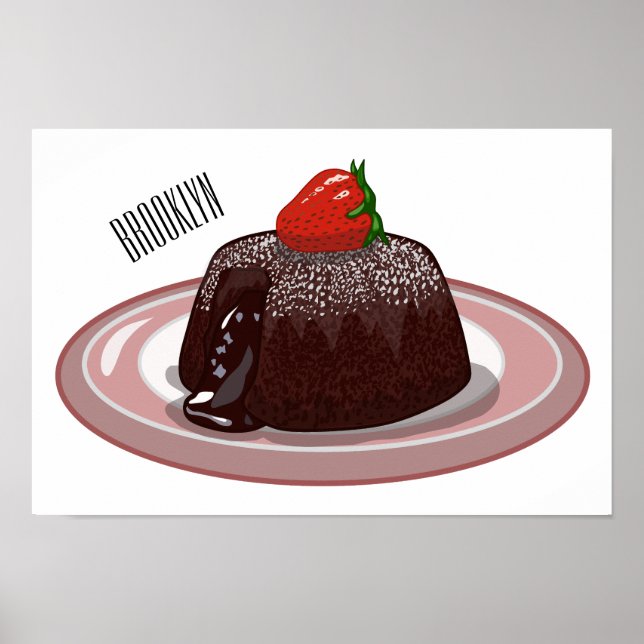 Chocolate lava cake cartoon illustration  poster (Front)