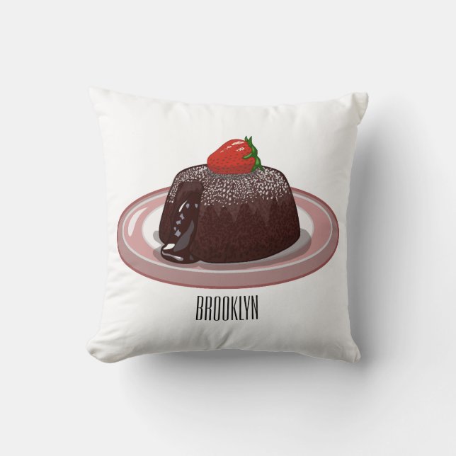 Chocolate lava cake cartoon illustration  throw pillow (Front)