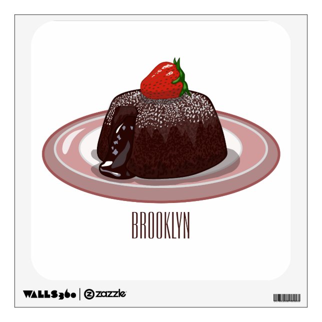 Chocolate lava cake cartoon illustration wall decal (Front)