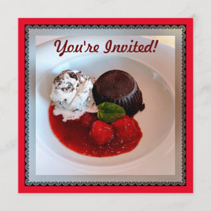 Chocolate Lava Cake - Strawberries and Ice Cream Invitation