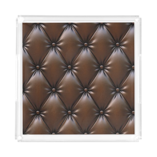 Chocolate Leather: Luxurious Upholstery Texture Acrylic Tray (Front)