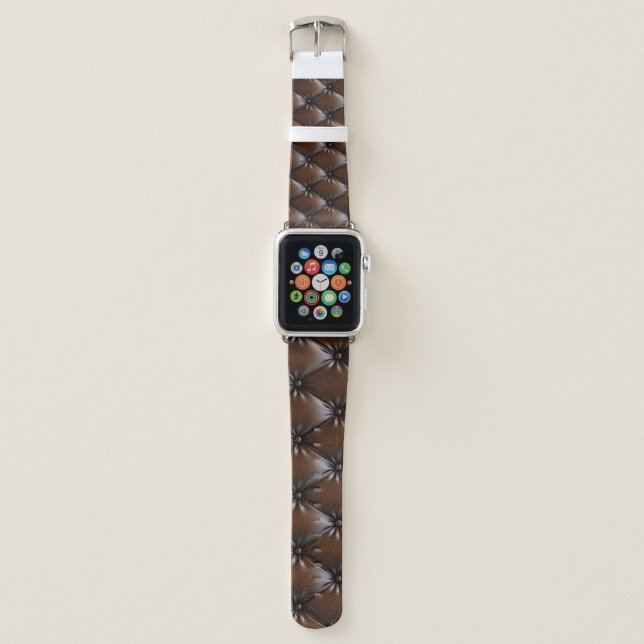 Chocolate Leather: Luxurious Upholstery Texture Apple Watch Band (Front)